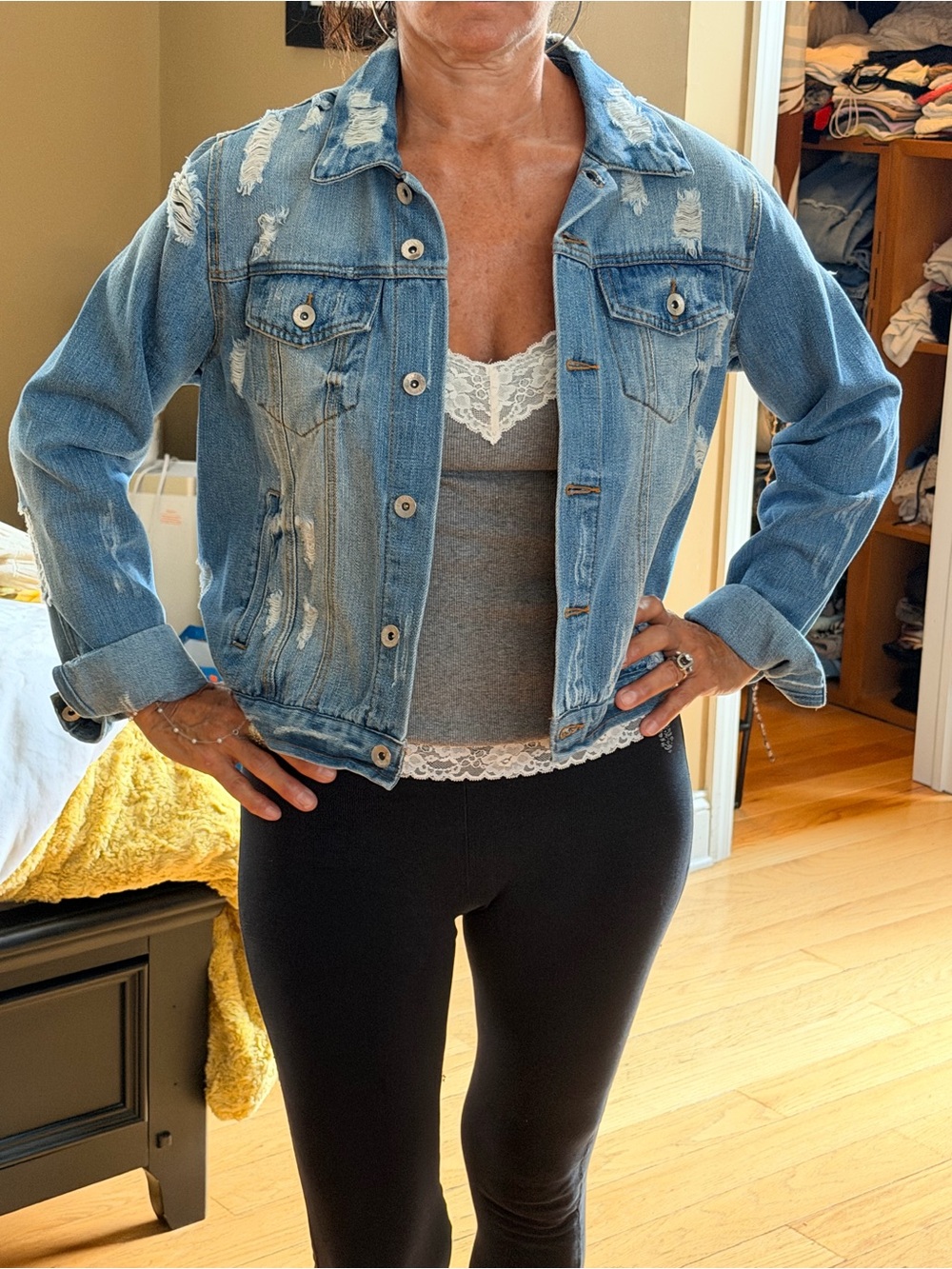 Ci Sono Light Blue Distressed Denim Jacket